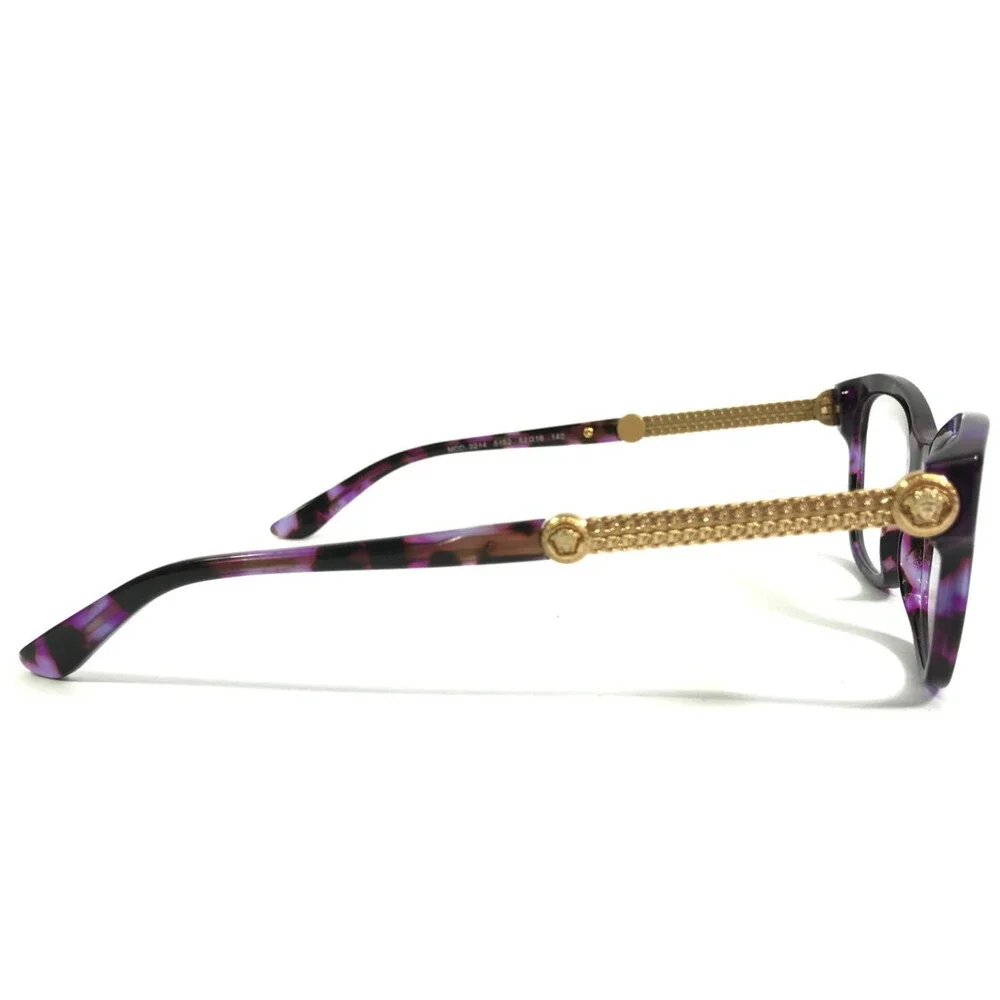Versace Eyeglasses Frames MOD.3214 5152 Purple Tortoise Gold Cat Eye 52-16-140